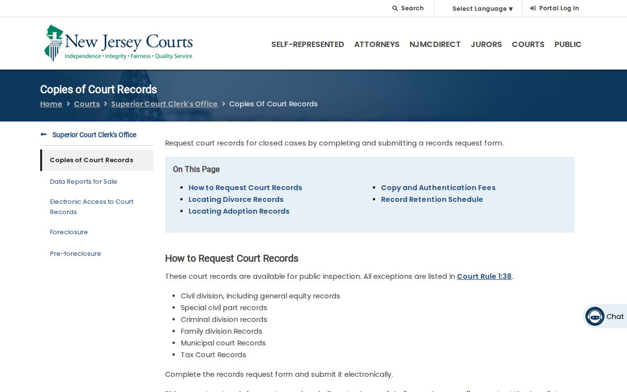 East Brunswick residents directory view of New Jersey Judiciary court-record copy requests