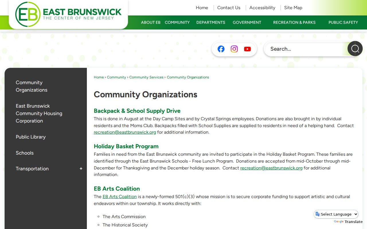 East Brunswick neighbors community organizations directory
