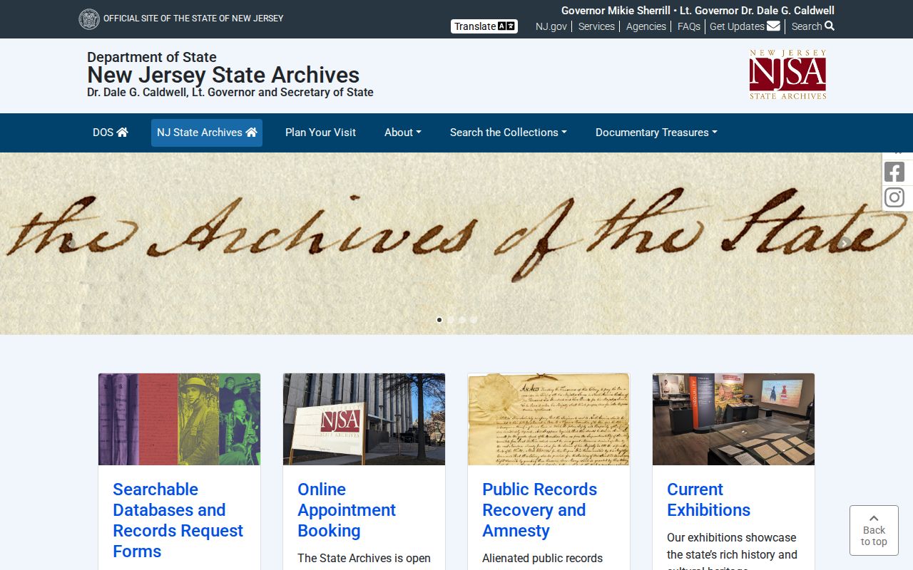 East Brunswick previous residents New Jersey State Archives search