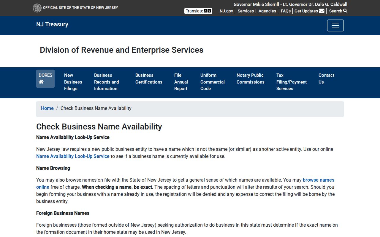 East Brunswick resident lookup New Jersey business name search